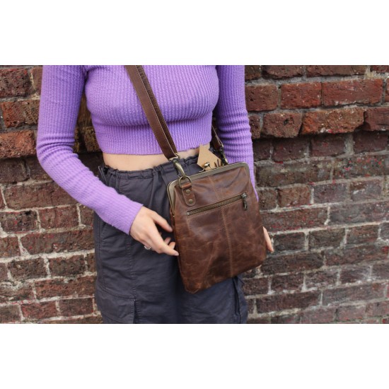 Malaga Small Brown Clasp Purse Bag